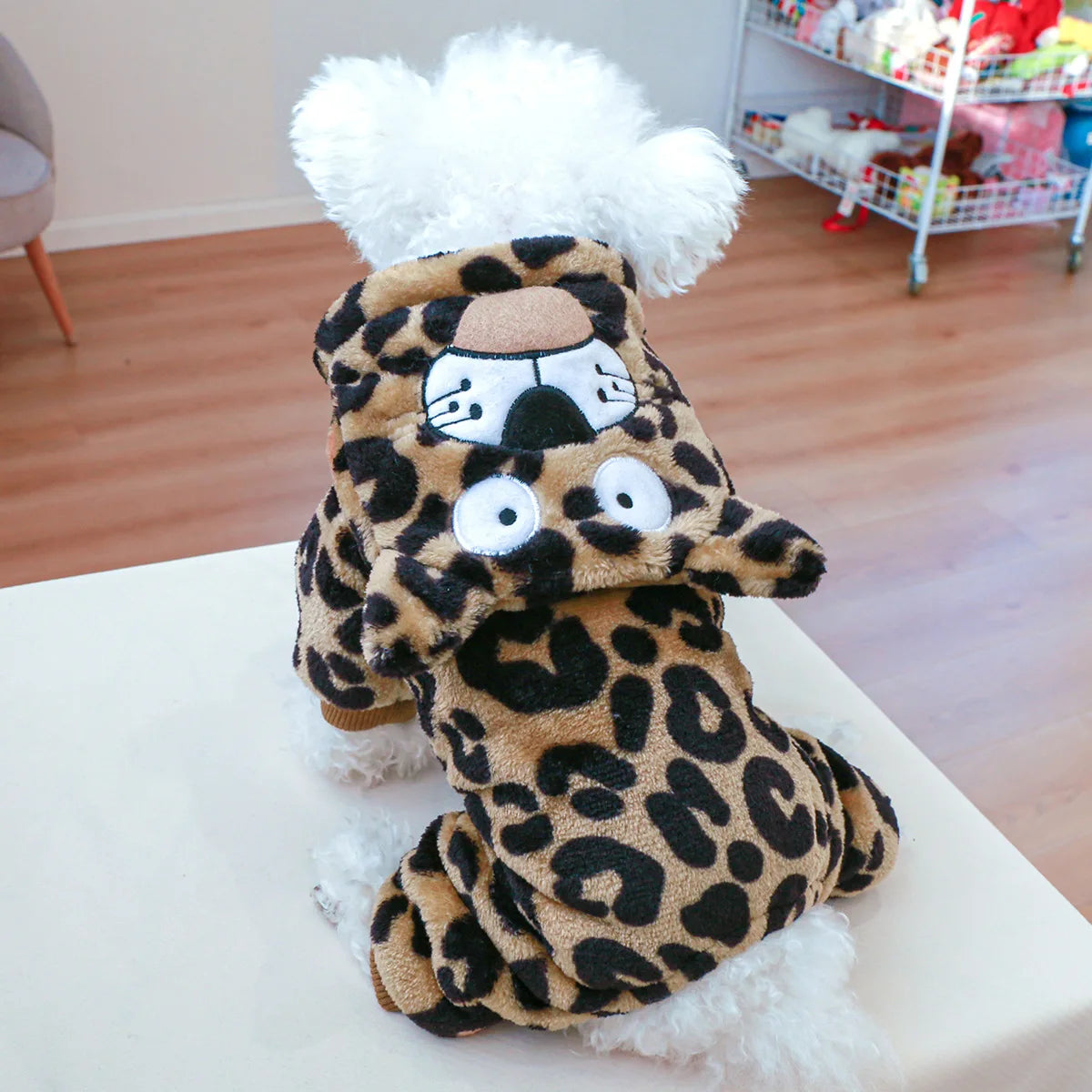 "Plush Fleece Pet Jumpsuit – Warm Four-Legged Puppy/Dog Costume"