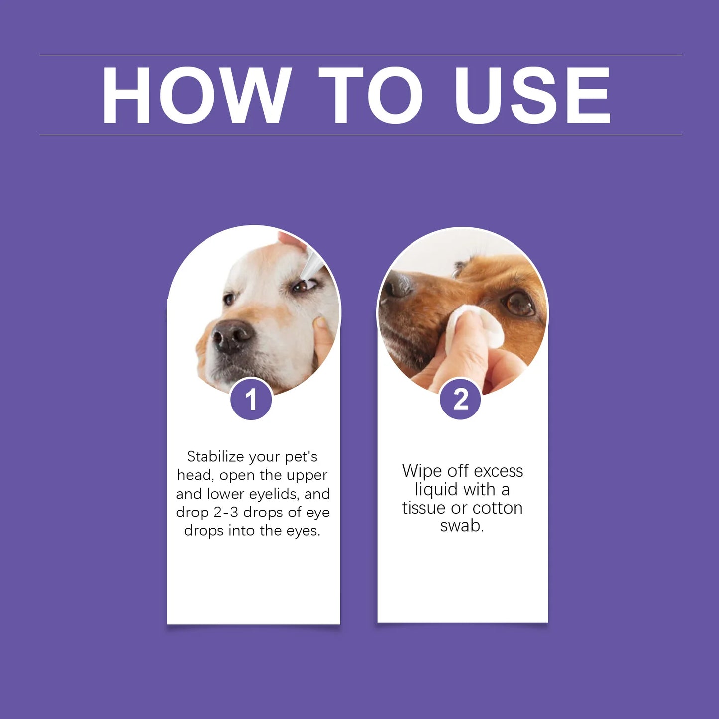 "Universal Pet Eye Drops for Dogs & Cats – Gently Removes Tear Stains, Secretions & Eye Irritations"