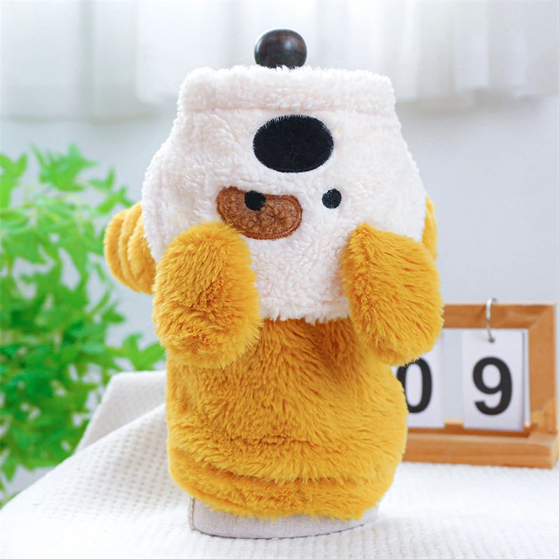 "Plush Fleece Pet Jumpsuit – Warm Four-Legged Puppy/Dog Costume"