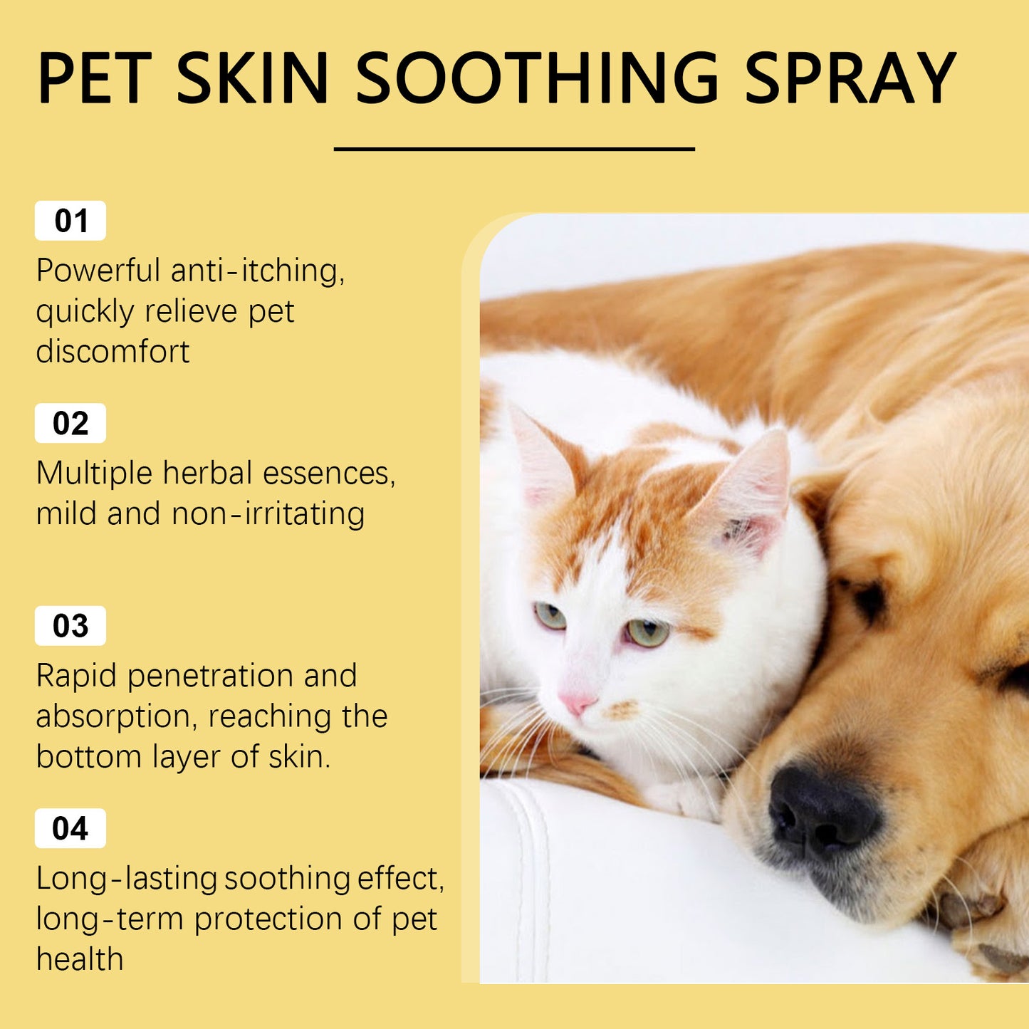 Pet Skin Relief Spray – Flea & Lice Treatment for Dogs/Cats | Soothes Wounds, Stops Itching & Licking