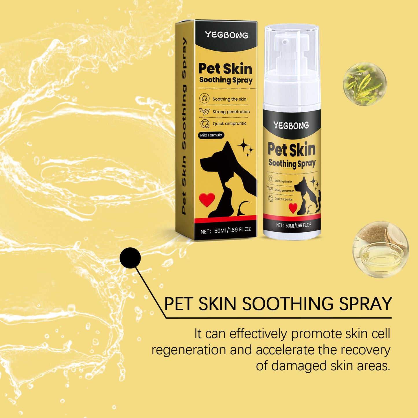 Pet Skin Relief Spray – Flea & Lice Treatment for Dogs/Cats | Soothes Wounds, Stops Itching & Licking