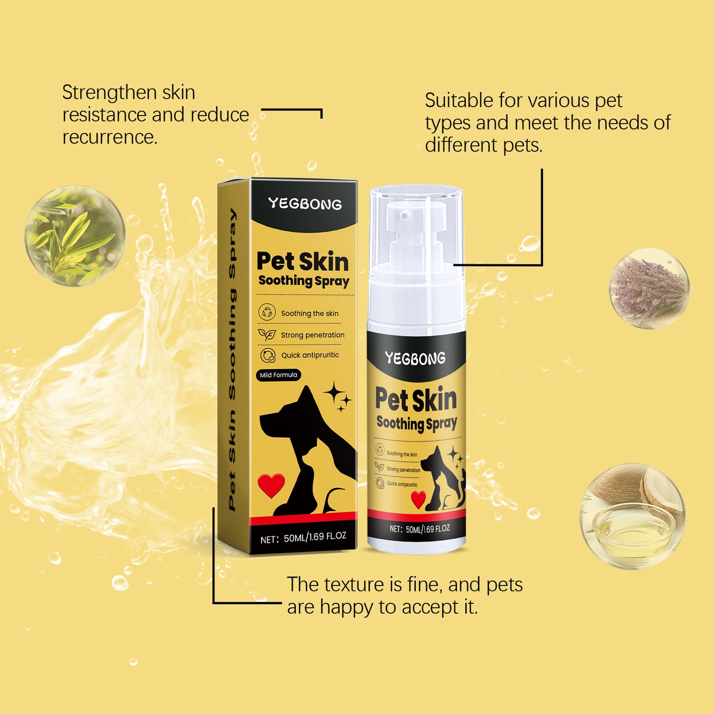 Pet Skin Relief Spray – Flea & Lice Treatment for Dogs/Cats | Soothes Wounds, Stops Itching & Licking