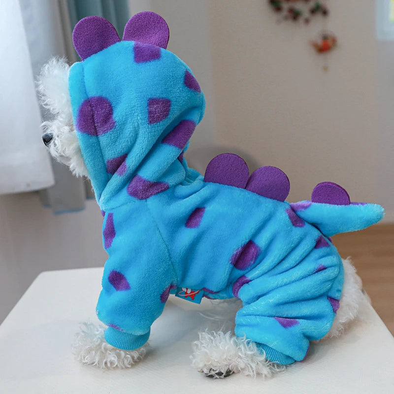 "Plush Fleece Pet Jumpsuit – Warm Four-Legged Puppy/Dog Costume"