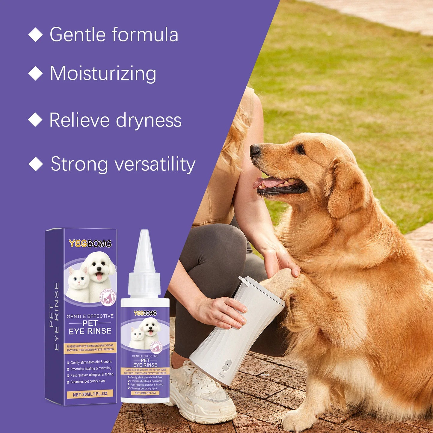 "Universal Pet Eye Drops for Dogs & Cats – Gently Removes Tear Stains, Secretions & Eye Irritations"