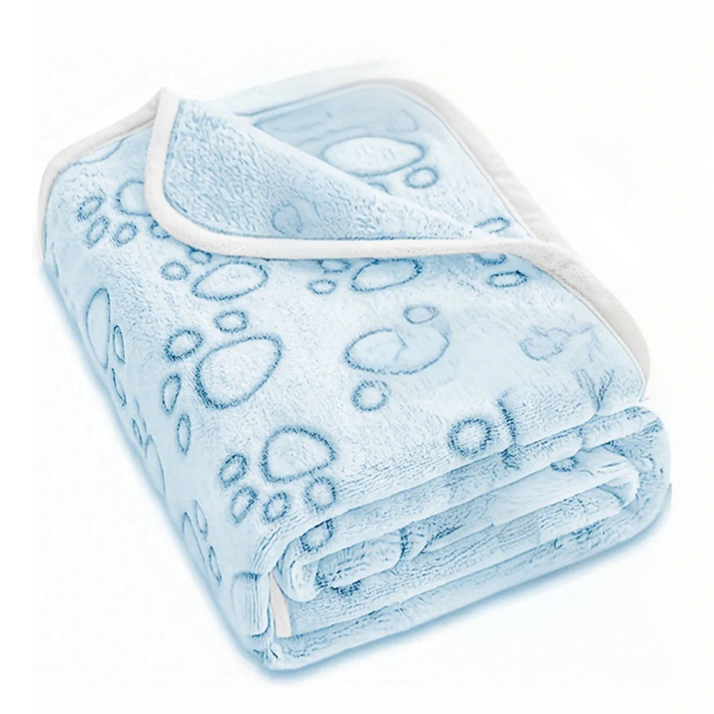 Ultra-Soft Paw Print Dog Blankets - Machine Washable