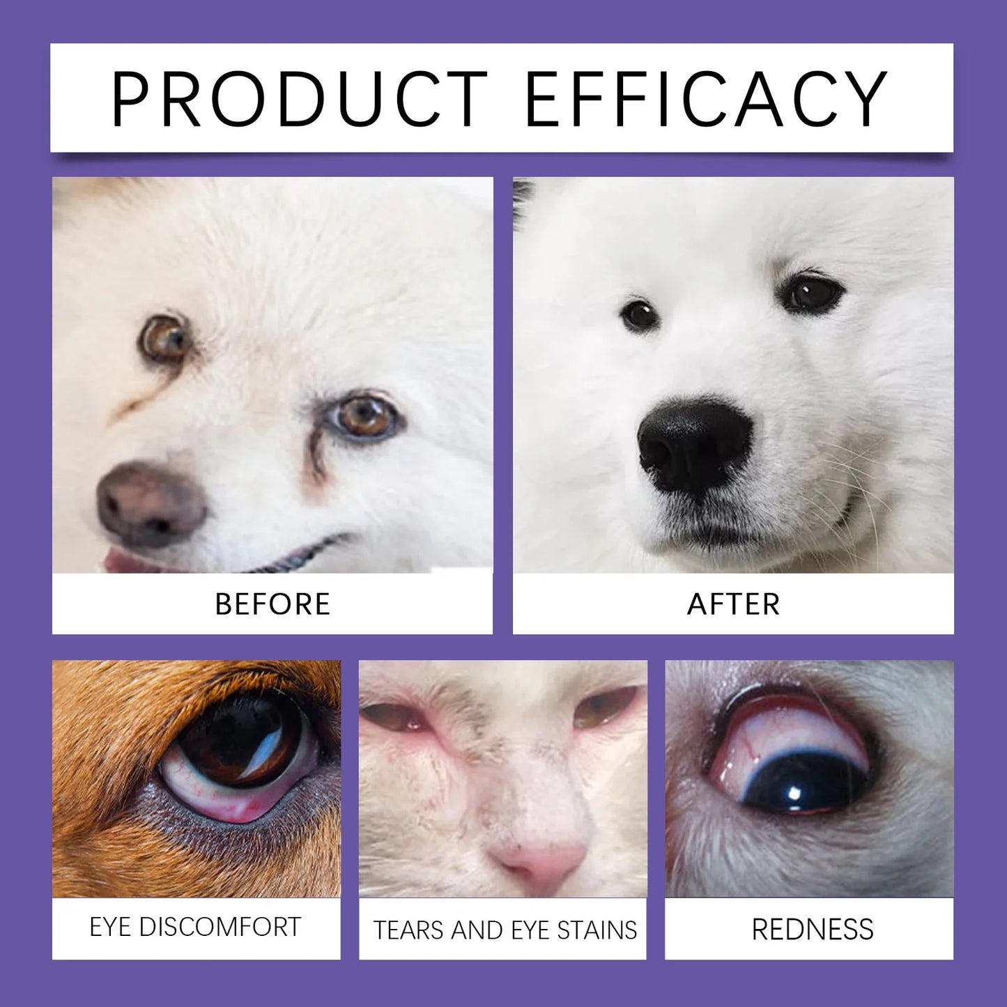 "Universal Pet Eye Drops for Dogs & Cats – Gently Removes Tear Stains, Secretions & Eye Irritations"