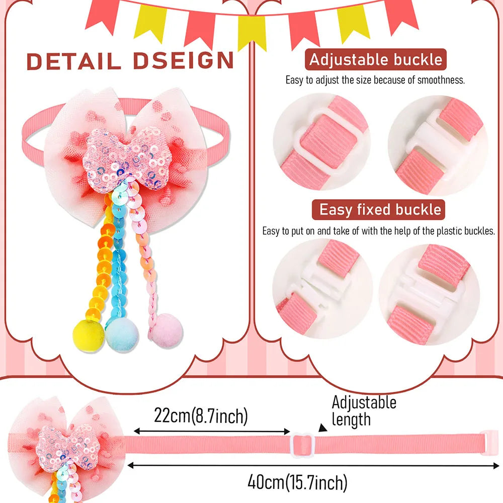 10pcs Puppy/Cat Accessories-Adjustable Bow Collar