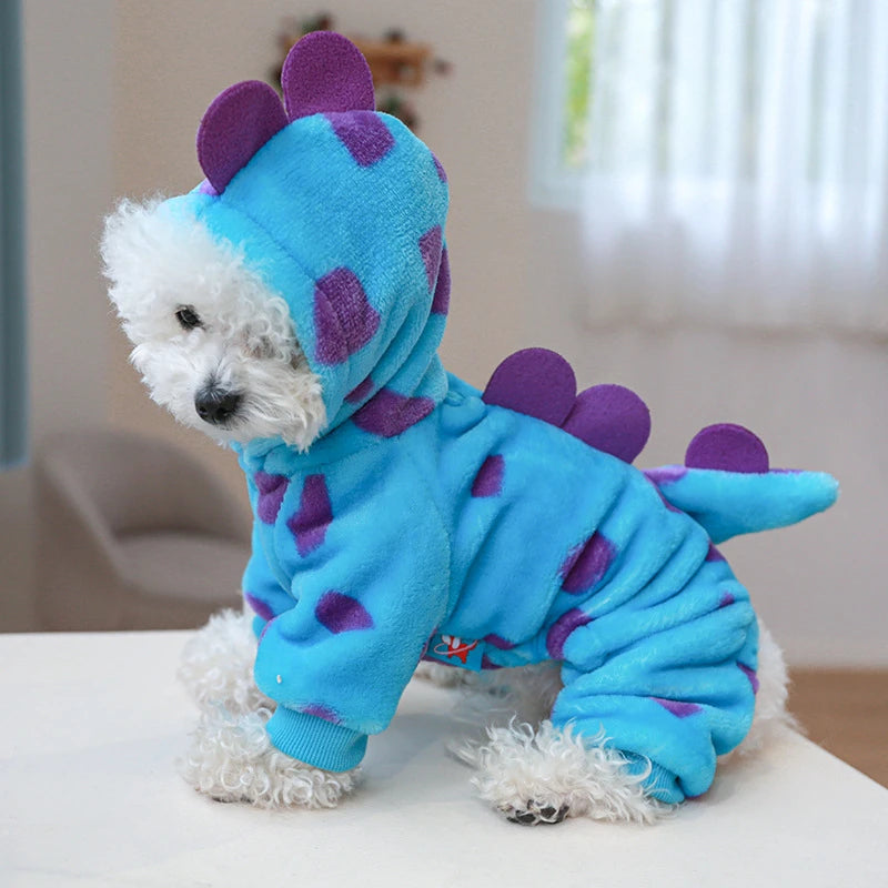 "Plush Fleece Pet Jumpsuit – Warm Four-Legged Puppy/Dog Costume"