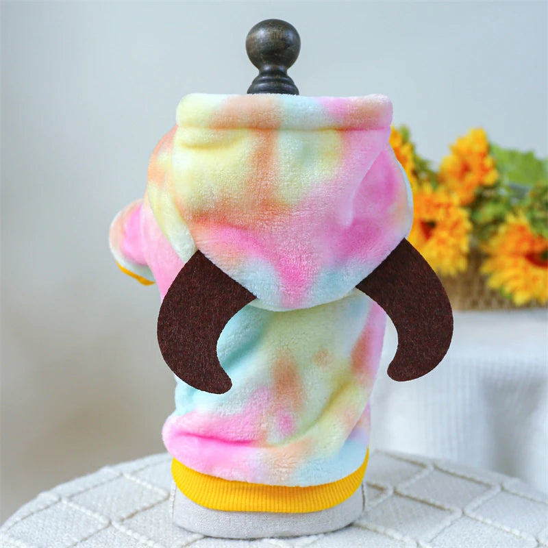 "Plush Fleece Pet Jumpsuit – Warm Four-Legged Puppy/Dog Costume"