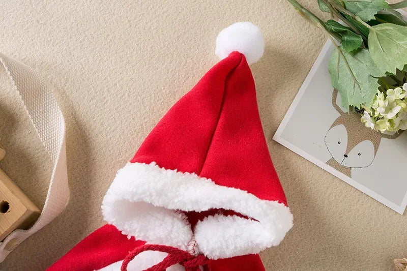 "Warm Christmas Costume for Pets – Santa Cape & Hat for Cats, Kittens & Small Dogs"