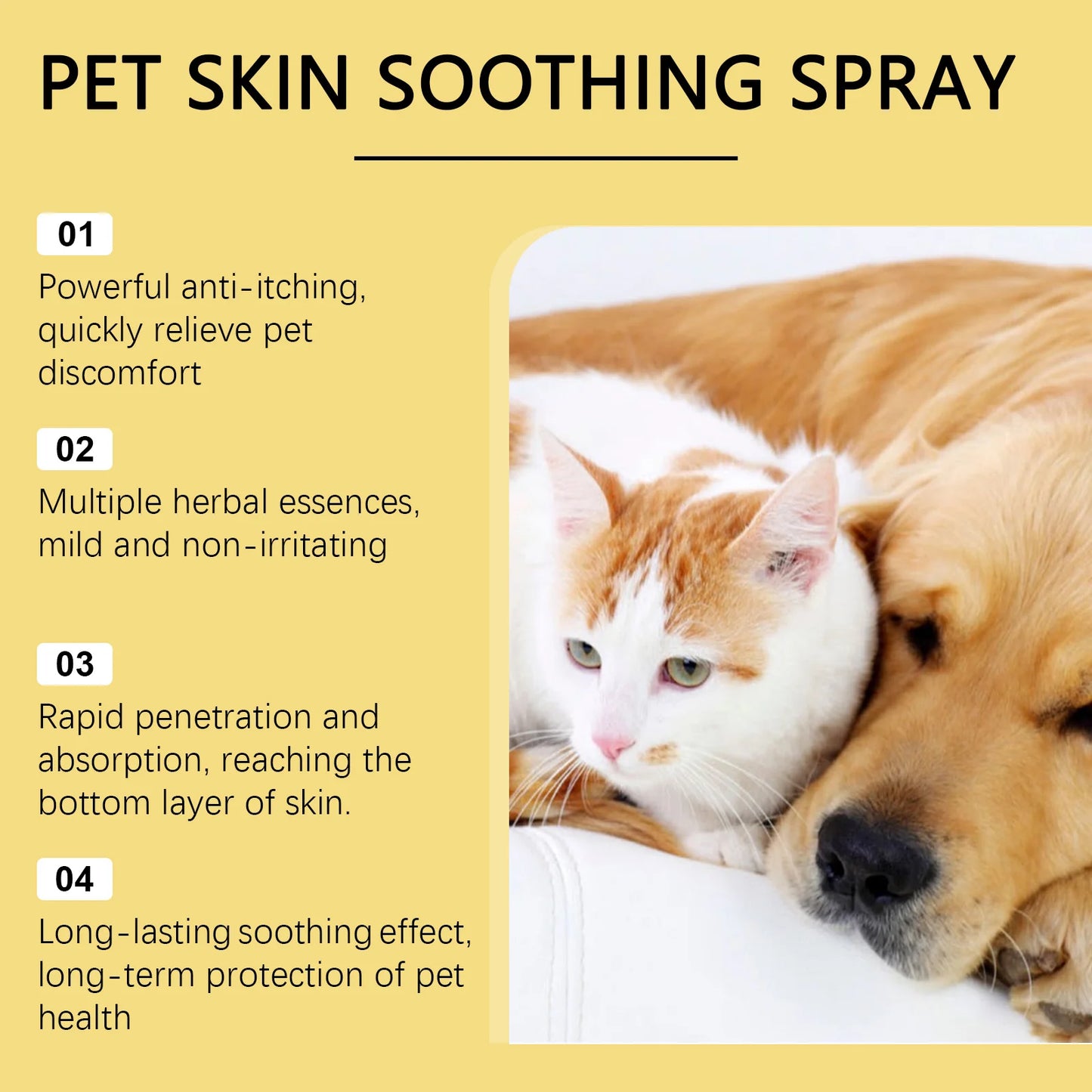 Pet Skin Relief Spray – Flea & Lice Treatment for Dogs/Cats | Soothes Wounds, Stops Itching & Licking