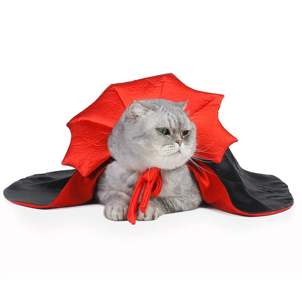 "Kawaii Halloween Pet Costume – Vampire Cloak for Small Dogs, Cats & Puppies"