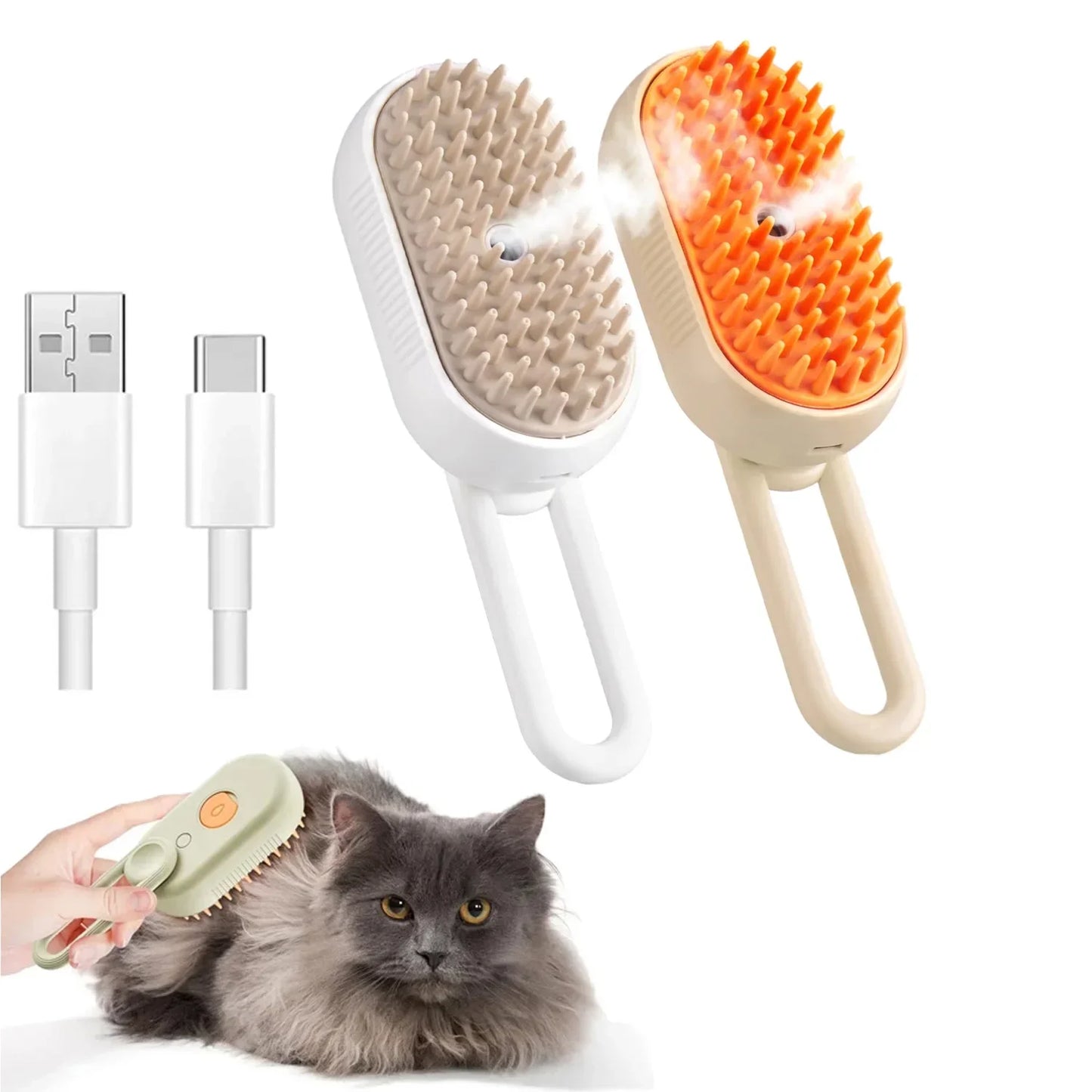 Steam Pet Brush Spray 3-in-1 Massage For Dog/Cat