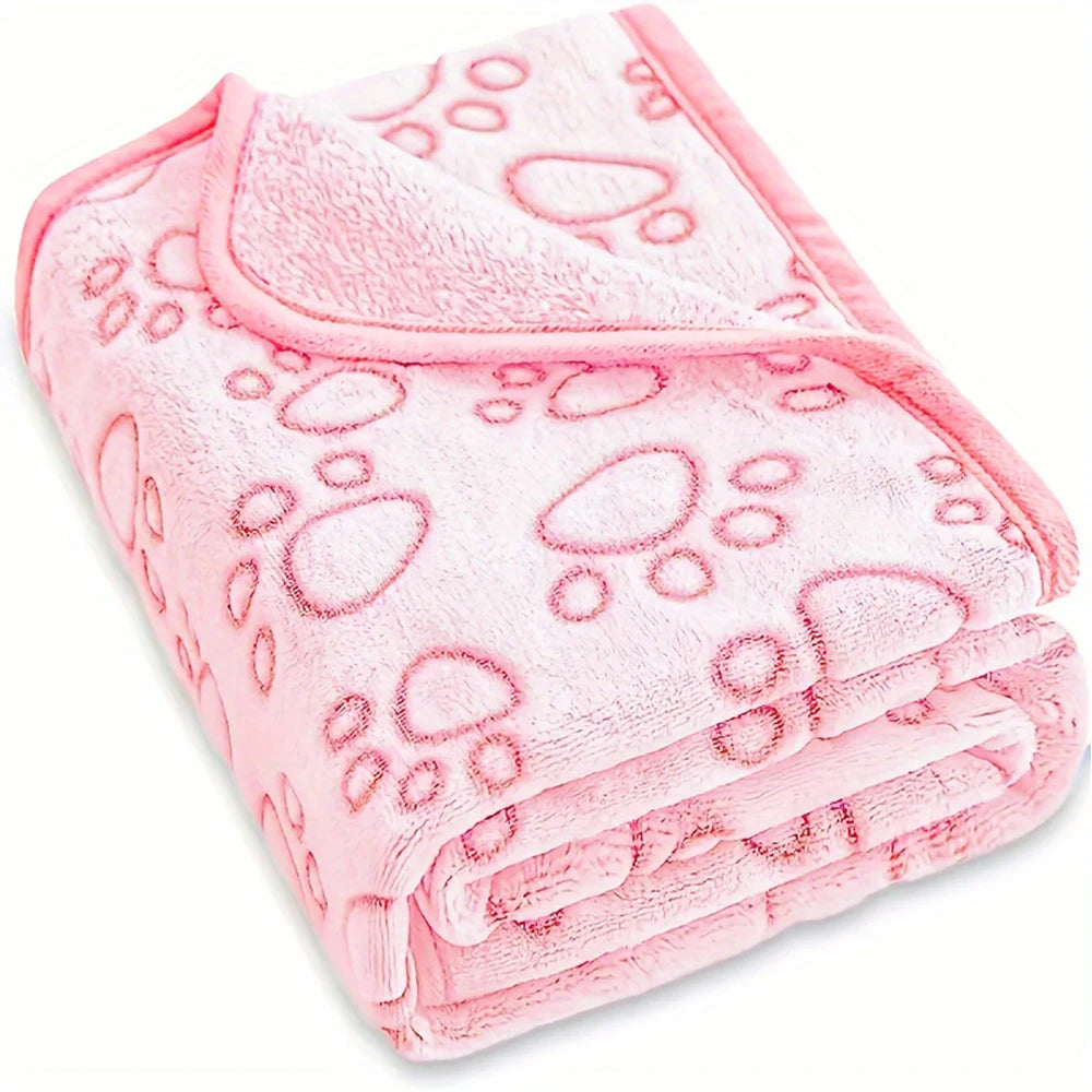 Ultra-Soft Paw Print Dog Blankets - Machine Washable