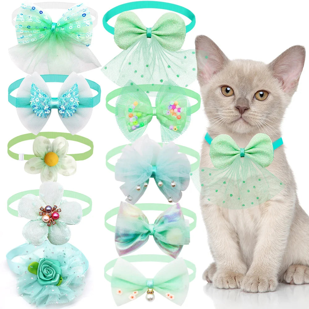 10pcs Puppy/Cat Accessories-Adjustable Bow Collar