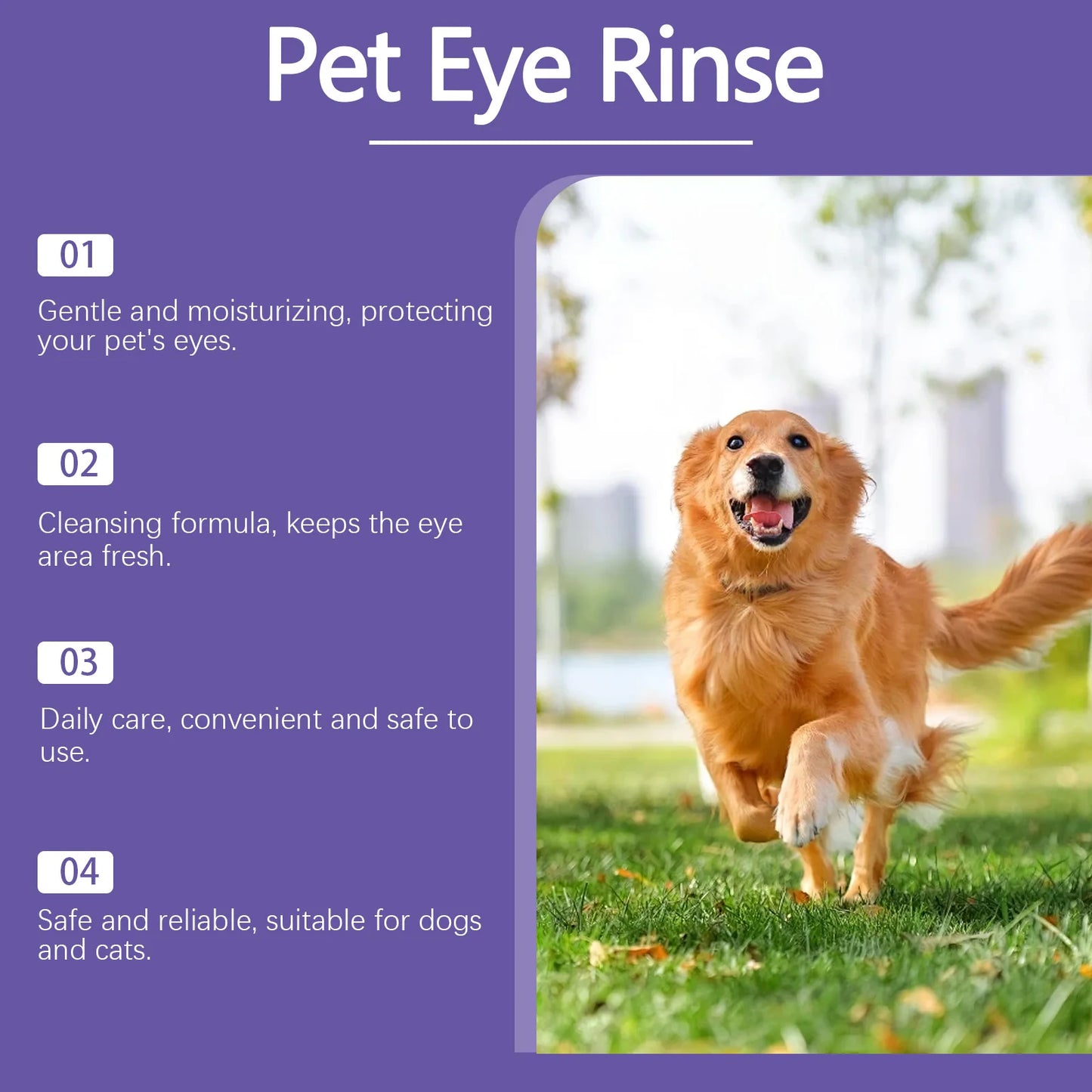 "Universal Pet Eye Drops for Dogs & Cats – Gently Removes Tear Stains, Secretions & Eye Irritations"