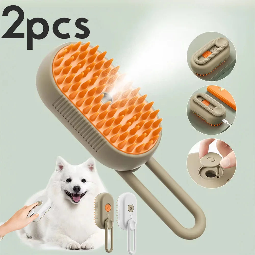 Steam Pet Brush Spray 3-in-1 Massage For Dog/Cat