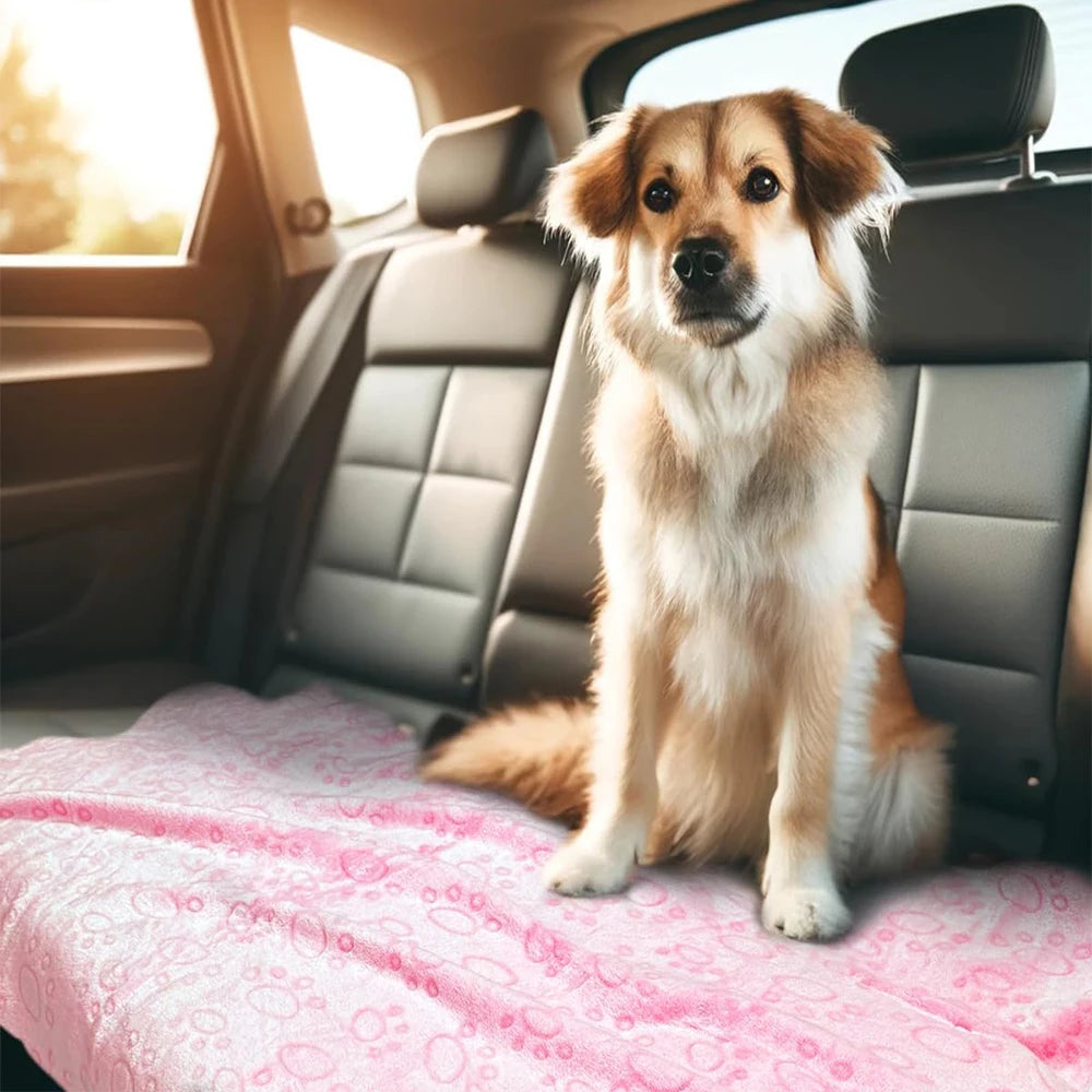 Ultra-Soft Paw Print Dog Blankets - Machine Washable