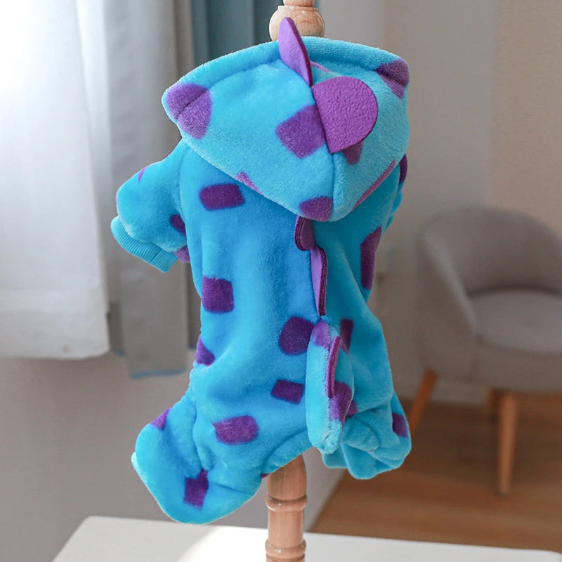 "Plush Fleece Pet Jumpsuit – Warm Four-Legged Puppy/Dog Costume"