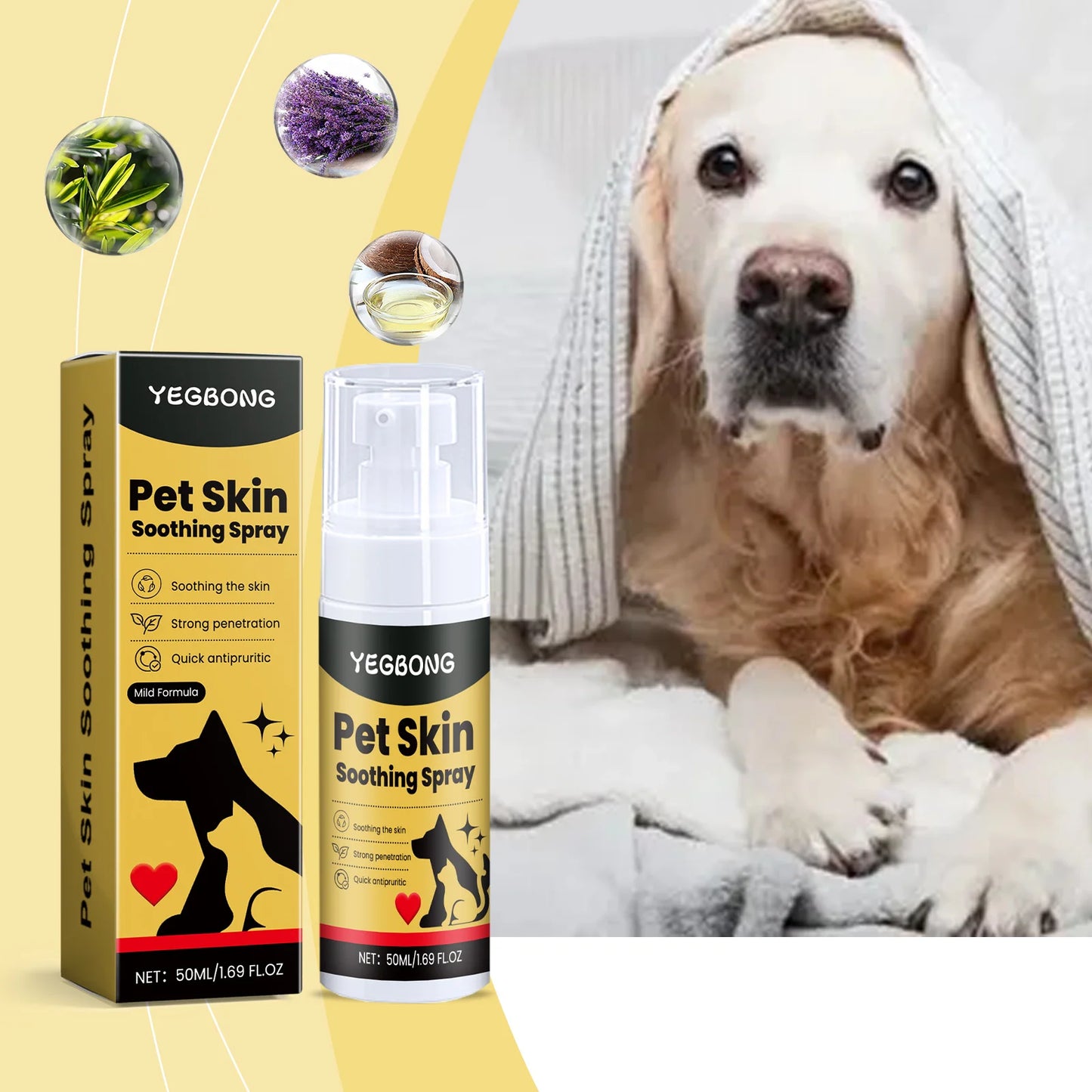 Pet Skin Relief Spray – Flea & Lice Treatment for Dogs/Cats | Soothes Wounds, Stops Itching & Licking