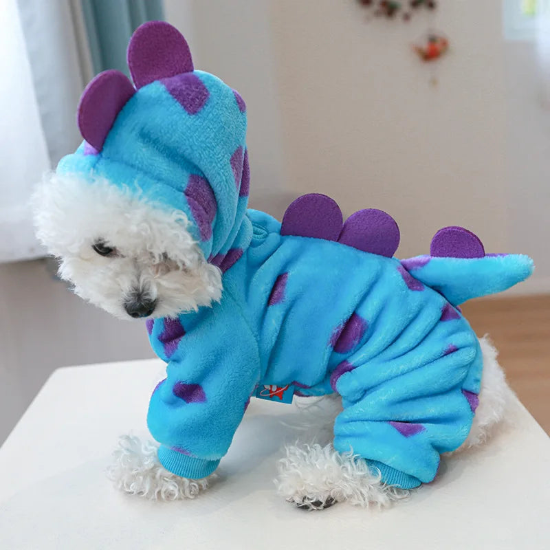 "Plush Fleece Pet Jumpsuit – Warm Four-Legged Puppy/Dog Costume"