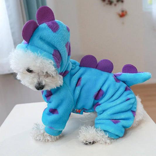"Plush Fleece Pet Jumpsuit – Warm Four-Legged Puppy/Dog Costume"