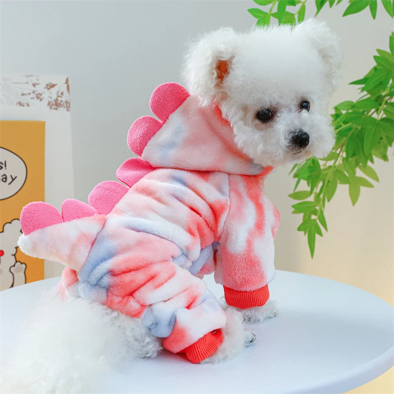 "Plush Fleece Pet Jumpsuit – Warm Four-Legged Puppy/Dog Costume"