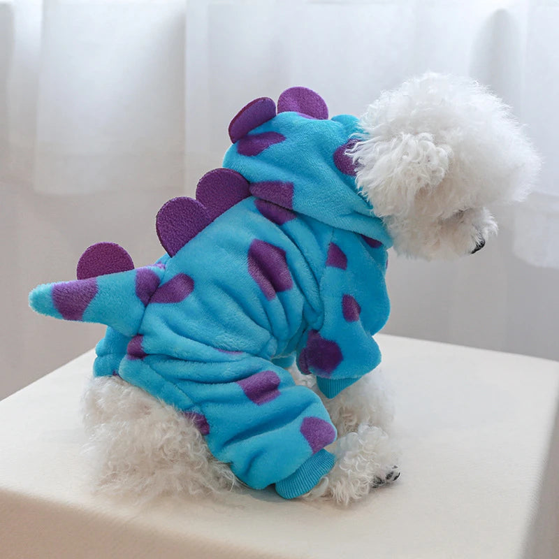 "Plush Fleece Pet Jumpsuit – Warm Four-Legged Puppy/Dog Costume"