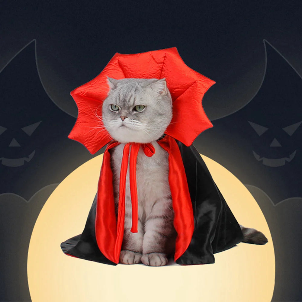 "Kawaii Halloween Pet Costume – Vampire Cloak for Small Dogs, Cats & Puppies"