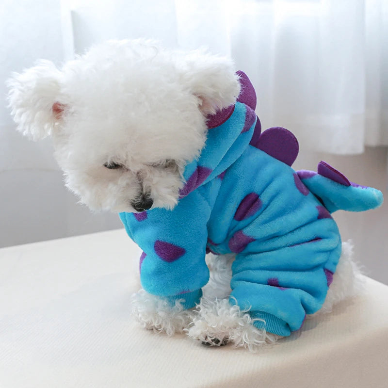 "Plush Fleece Pet Jumpsuit – Warm Four-Legged Puppy/Dog Costume"