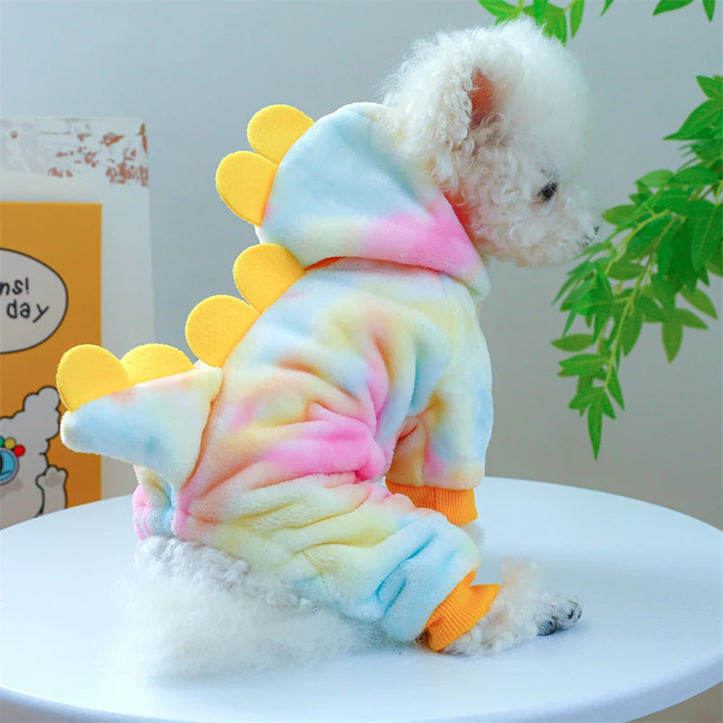 "Plush Fleece Pet Jumpsuit – Warm Four-Legged Puppy/Dog Costume"