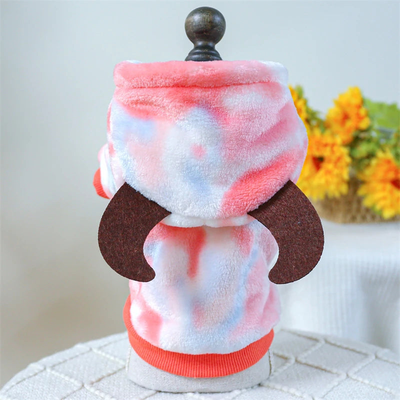 "Plush Fleece Pet Jumpsuit – Warm Four-Legged Puppy/Dog Costume"