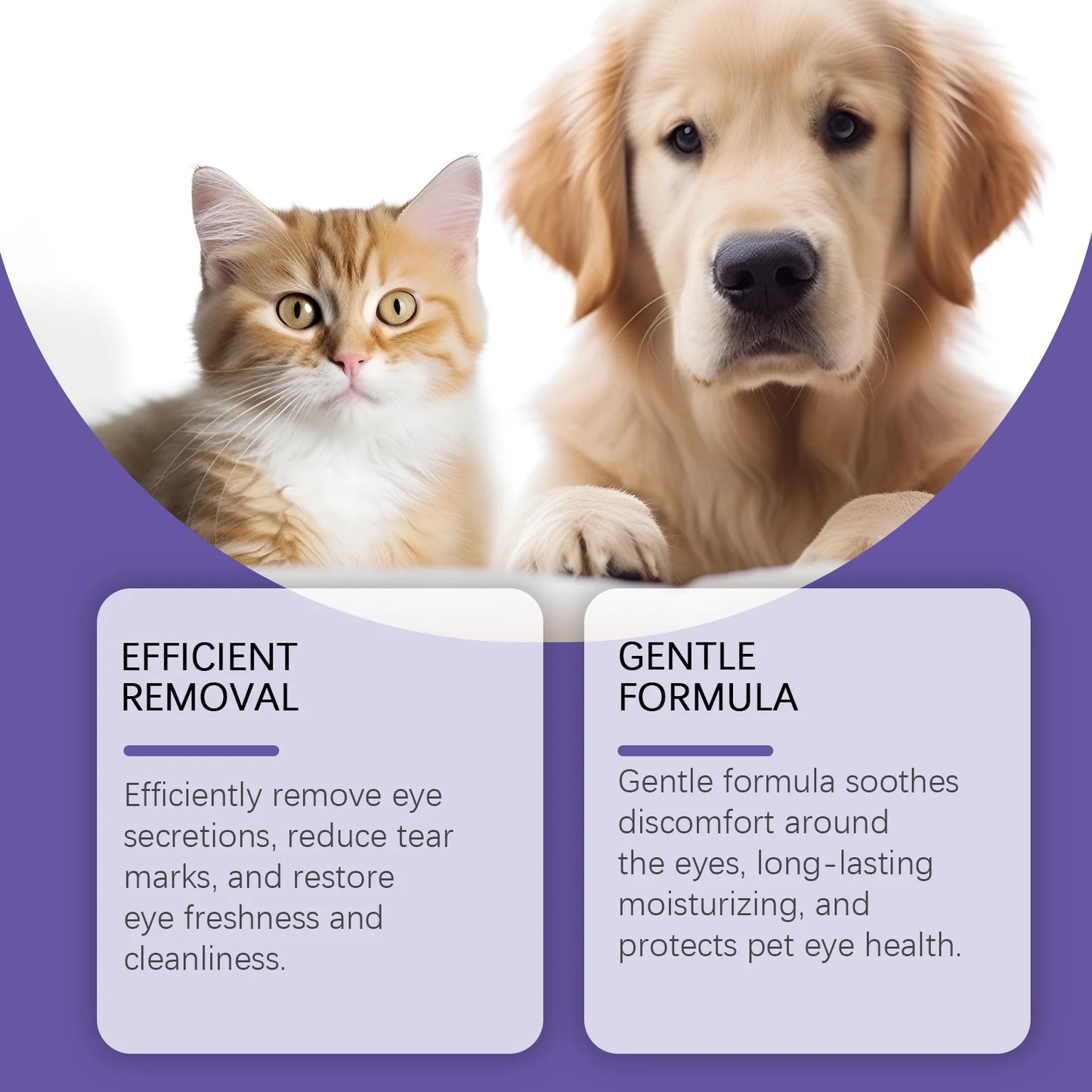 "Universal Pet Eye Drops for Dogs & Cats – Gently Removes Tear Stains, Secretions & Eye Irritations"