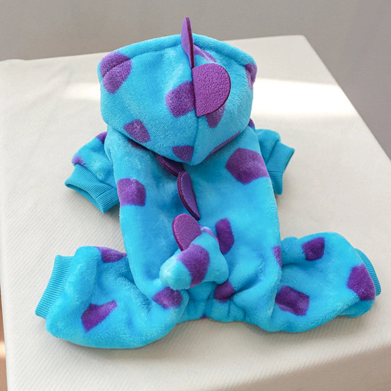 "Plush Fleece Pet Jumpsuit – Warm Four-Legged Puppy/Dog Costume"