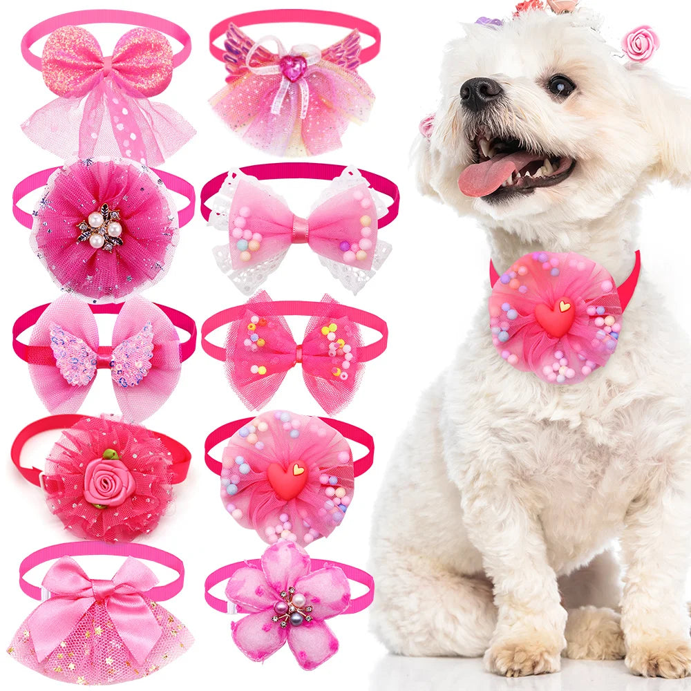 10pcs Puppy/Cat Accessories-Adjustable Bow Collar