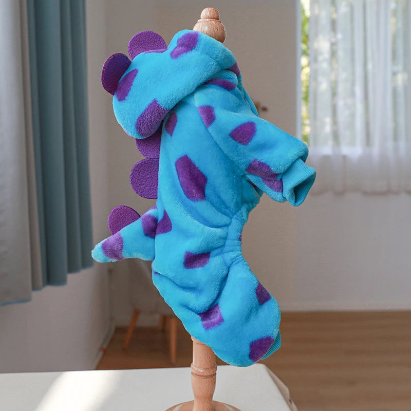 "Plush Fleece Pet Jumpsuit – Warm Four-Legged Puppy/Dog Costume"