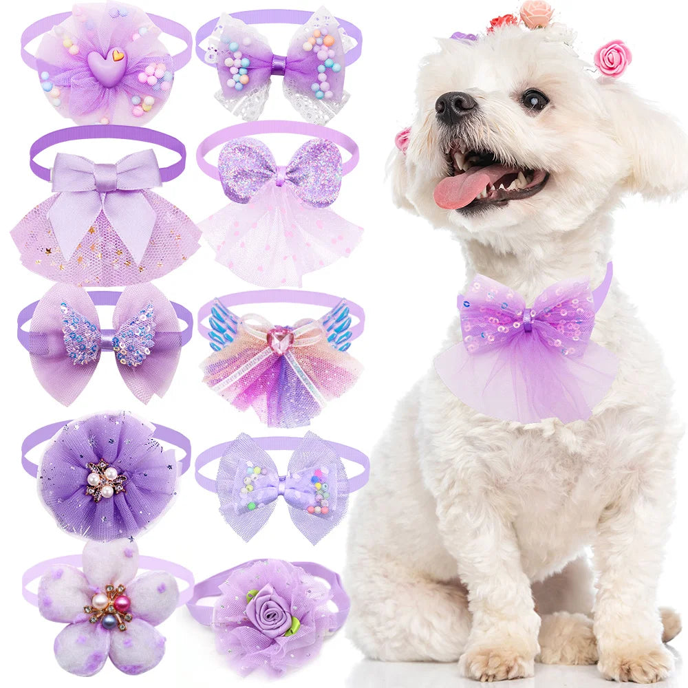 10pcs Puppy/Cat Accessories-Adjustable Bow Collar