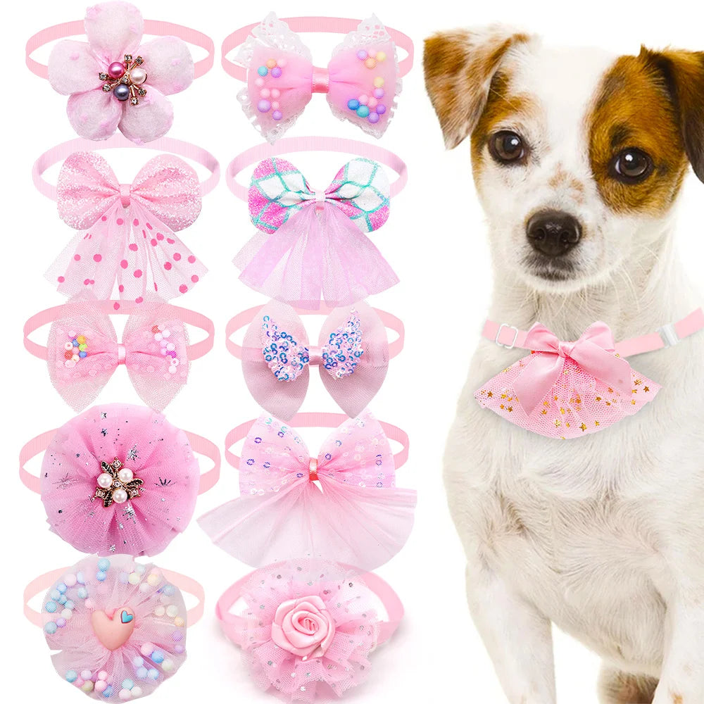 10pcs Puppy/Cat Accessories-Adjustable Bow Collar