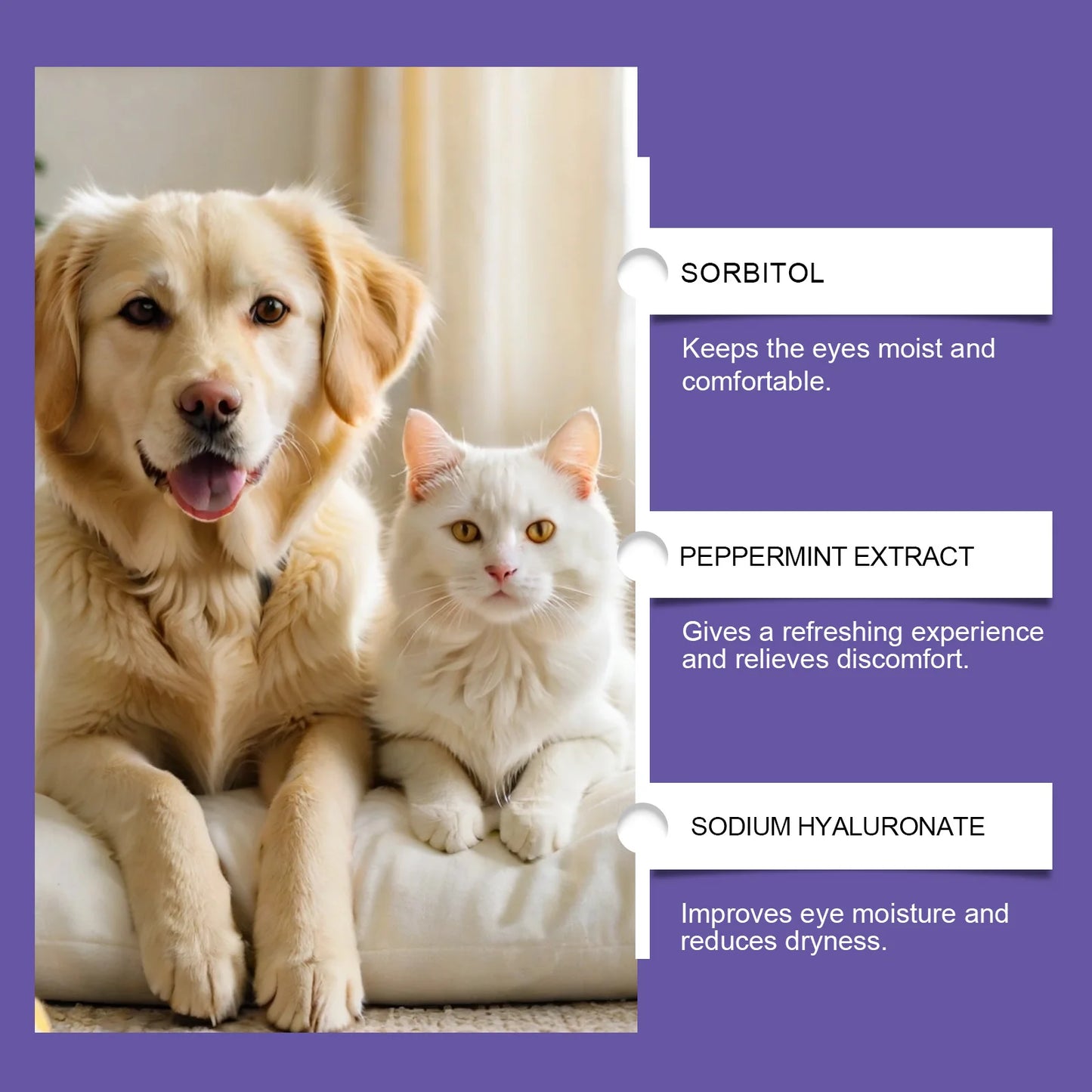 "Universal Pet Eye Drops for Dogs & Cats – Gently Removes Tear Stains, Secretions & Eye Irritations"